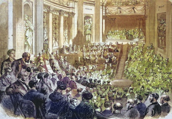 Meeting of the French Academy of 23 April 1868, Reception by Mr Jules Favre, Historical, digitally restored reproduction of a 19th century original