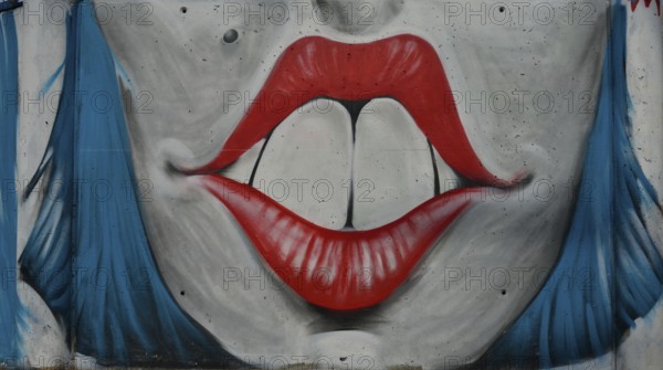 Graffito, mouth, Ibiza Town, Ibiza, Balearic Islands, Spain, Europe
