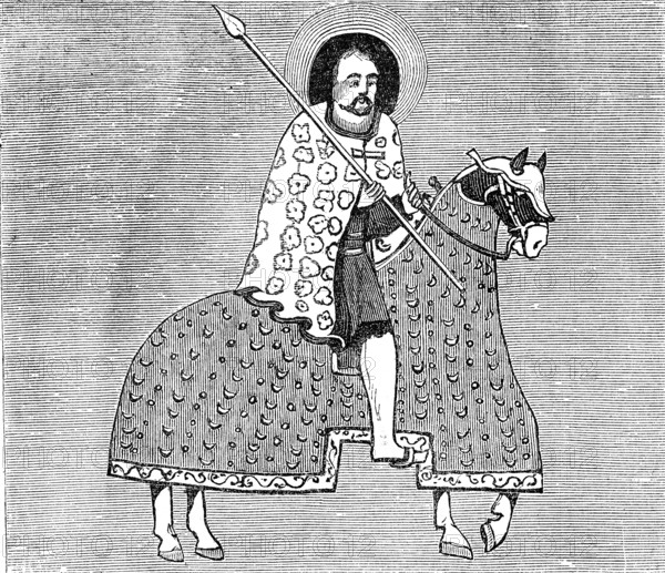 Abyssinia, the Negus on horseback, 1869, today Ethiopia, Historical, digitally restored reproduction of an original 19th century painting, exact original date unknown