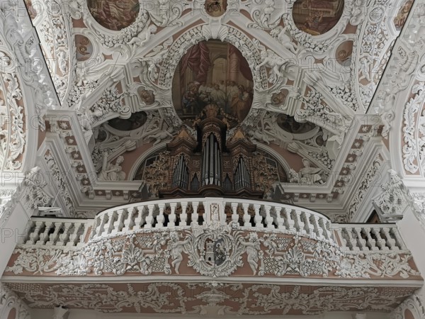 Interior of the collegiate church of Speinshart Monastery, abbey of the Premonstratensian Order, Neustadt an der Waldnaab district, Upper Palatinate, Bavaria, Germany, Europe