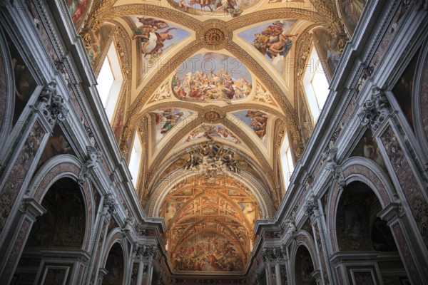 Ceiling of the church in the Certosa di San Martino on Vomero above Naples, Campania, Italy, Europe