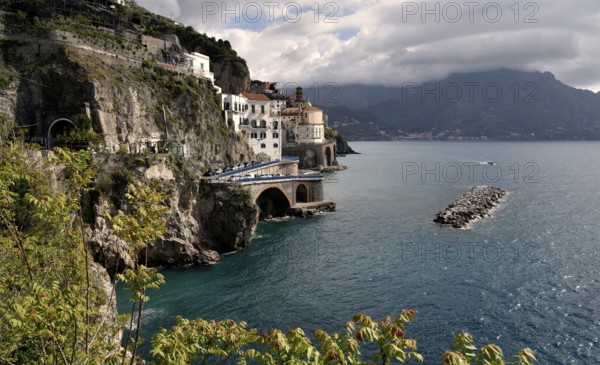 View of the small town Amalfi, Amalfi Coast, Costiera Amalfitana, Province of Salerno, Campania, Italy, Europe
