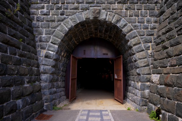 Entrance, historical tunnel of the Gardena Railway, Army Field Railway, Museum, Sankt Christina, Santa Cristina, Gardena Valley, South Tyrol, Italy, Europe