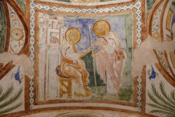 Frescoes from the 12th century in the crypt of the Basilica of Santa Maria Assunta, Unesco World Heritage Site, Aquileia, Friuli Venezia Giulia Region, Italy, Europe