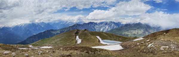 Panorama of Himalayas near Kullu Valley. Himachal Pradesh, India, Asia