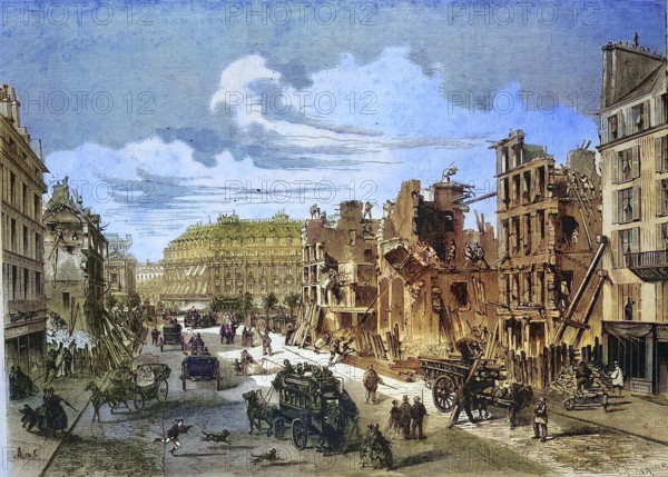 Paris, 1868, Demolition of the Capuchin Convent in the Rue de la Paix, France, Historic, digitally restored reproduction of a 19th century original, exact original date unknown, Europe