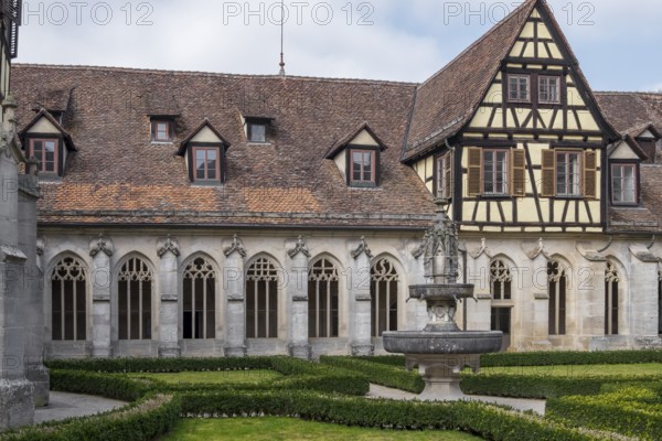 Cistercian monastery Bebenhausen, courtyard with garden, Bebenhausen, district of Tübingen, Baden-Württemberg, Germany, Europe