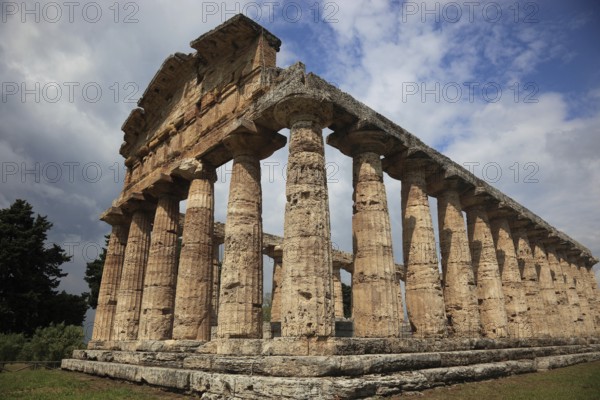 The Athenaion, Temple of Ceres or Temple of Athena in Paestum, Campania, Italy, Europe