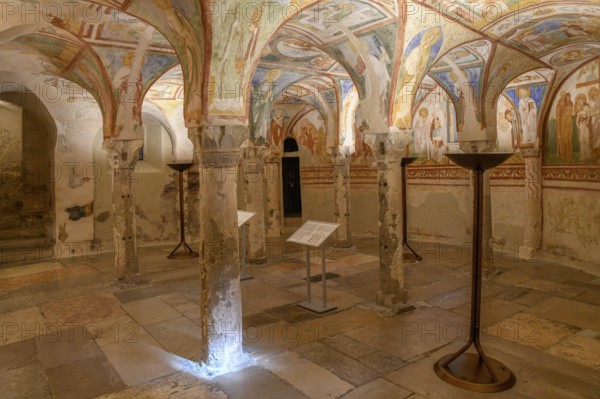 Frescoes from the 12th century in the crypt of the Basilica of Santa Maria Assunta, Unesco World Heritage Site, Aquileia, Friuli Venezia Giulia Region, Italy, Europe