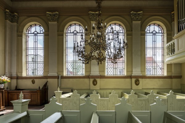 Interior photograph, Remonstran Church in Friedrichstadt, North Frisia, Schleswig Holstein, Germany, Europe