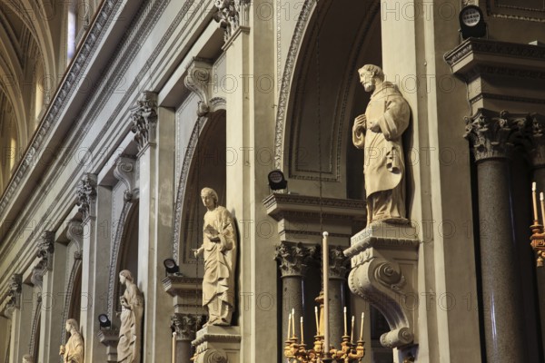 City of Palermo, in the Cathedral Maria Santissima Assunta, figures of saints in the nave, UNESCO World Heritage Site, Sicily, Italy, Europe