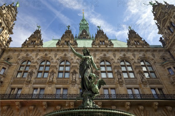 Hamburg City Hall, inner courtyard with Hygieia fountain, Hamburg, Germany, Europe