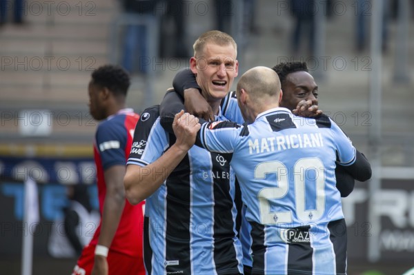 Football 3rd division, 2024/25 season, matchday 24: Waldhof Mannheim v Hansa Rostock***Niklas Hoffmann (6, Mannheim) celebrates his goal to make it 5-0