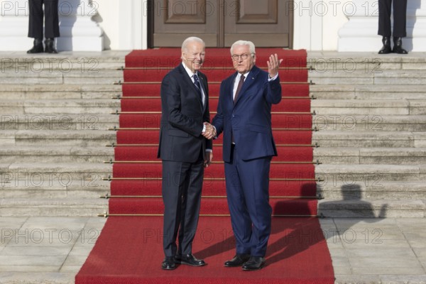 Joe Biden (46th President of the United States) is received by Frank-Walter Steinmeier (President of the Federal Republic of Germany) at Bellevue Palace, Berlin, 18 October 2024