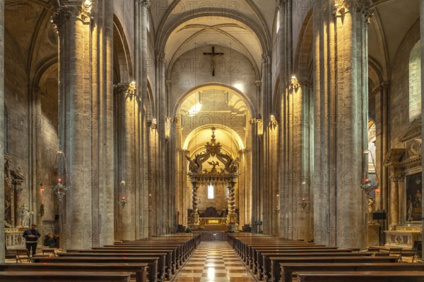 Interior of the Cathedral of Trento or Cathedral of San Vigilio, Trento, Trentino, Italy, Europe