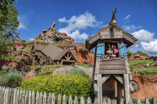 Splash Mountain log ride attraction in the Frontierland area of Magic Kingdom at Walt Disney World, Orlando, Florida, USA, North America