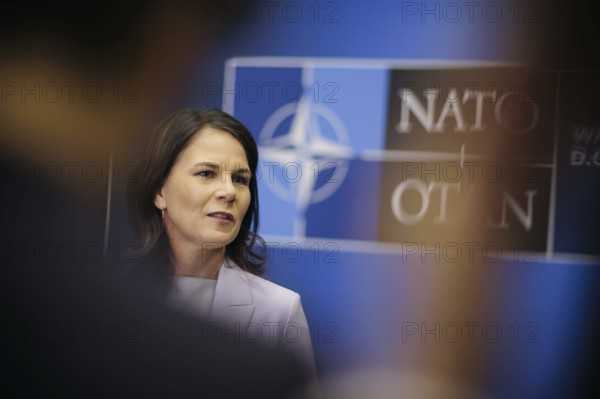 Annalena Bärbock (Alliance 90/The Greens), Federal Foreign Minister, gives a press briefing on the sidelines of the NATO summit in Washington. Washington, 11.07.2024