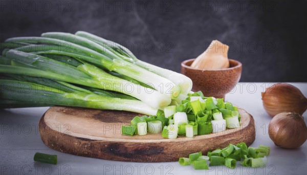 Vegetable, spring onion or spring onion, also known as winter onion, Allium fistulosum