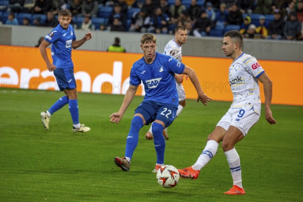Football UEFA Europa League, 2024/25 season, matchday 2: TSG Hoffenheim v Dynamo Kyiv. On the ball: Nazar Voloshyn (9, Kiev)