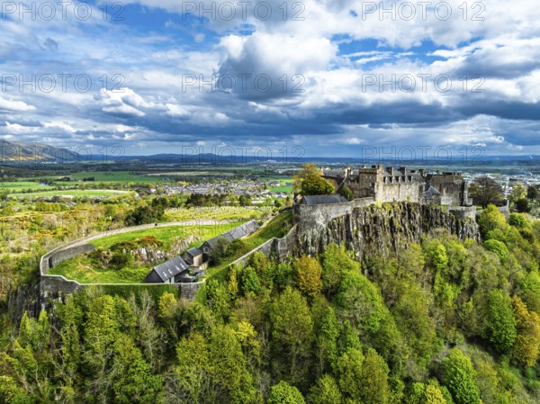 Stirling Castle from a drone, Stirling, Scotland, England, United Kingdom, Europe