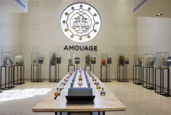 Showroom in the royal perfume factory Amouage, Muscat, Oman, Asia