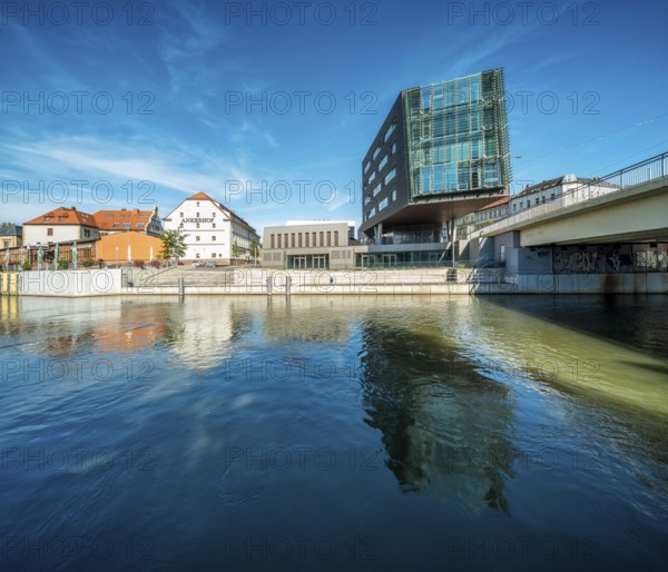 Ankerhof and Central German Multimedia Centre on the River Saale, Halle an der Saale, Saxony-Anhalt, Germany, Europe