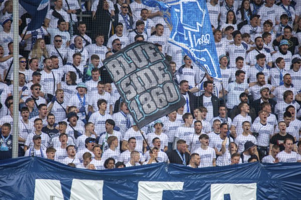 Football 3rd division, 2024/25 season, matchday 33: Waldhof Mannheim v 1860 Munich***About 3000 1860 fans travelling with them ensure a great atmosphere