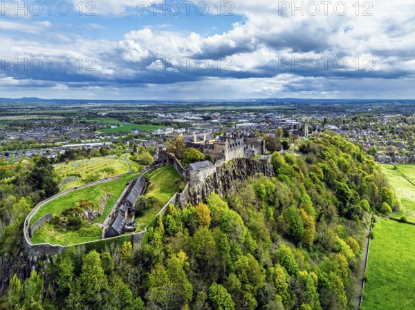 Stirling Castle from a drone, Stirling, Scotland, England, United Kingdom, Europe