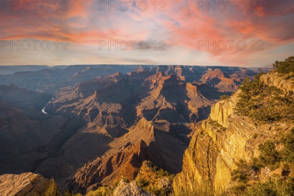 Sunset at the Grand Canyon's Mojave Point Overlook. Grand Canyon at sunset, Arizona. United States