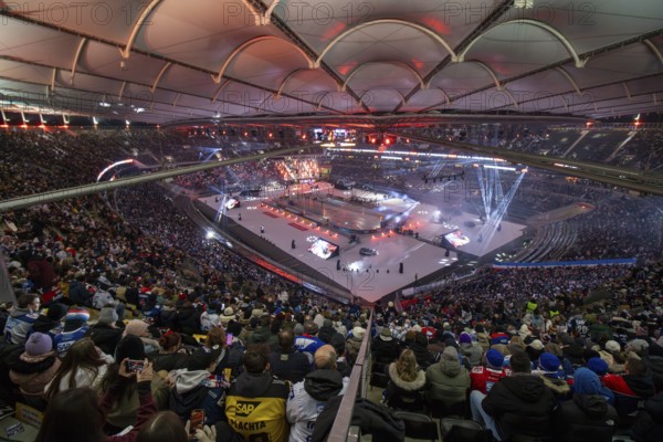 DEL, German Ice Hockey League season 2024/25, Matchday 27 (catch-up game) : DEL Winter Game Löwen Frankfurt against Adler Mannheim. 45, 110 spectators attended the game at Deutsche Bank Park in Frankfurt