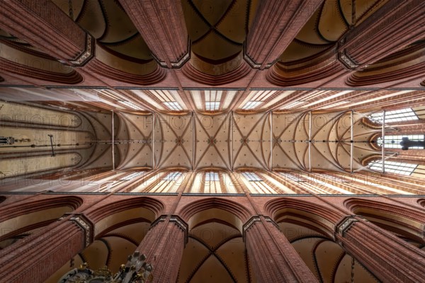Vaults of the church of St Nikolai in the Hanseatic city of Wismar, Mecklenburg-Western Pomerania, Germany, Europe