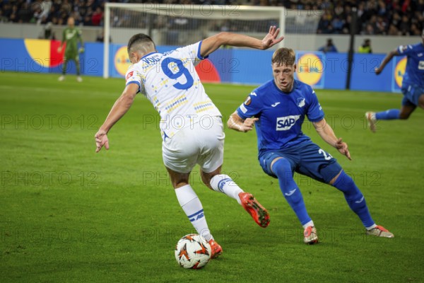 Football UEFA Europa League, 2024/25 season, matchday 2: TSG Hoffenheim v Dynamo Kyiv. On the ball: Nazar Voloshyn (9, Kiev)