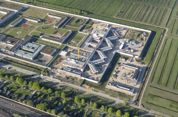 Aerial view, JVA Billwerder, extension, new building, prison, justice, Billwerder, Bergedorf, Hamburg