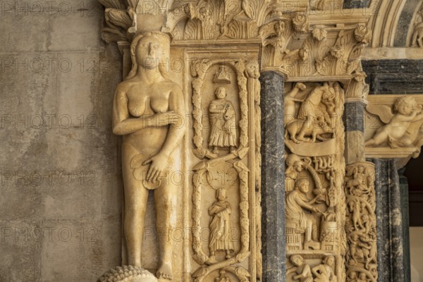 Eva at Radovan's portal of the Cathedral of St Laurence in Trogir, Croatia, Europe