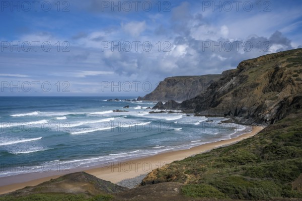 Vila do Bisbo, Algarve, Portugal - Ponta Ruiva Beach Praia da Ponta Ruiva, beautiful secluded sandy beach on the west coast near Villa do Bisbo