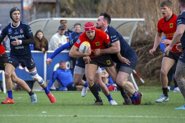 Rugby: Germany against MKS Pogon Awenta Siedlce, Poland in Heidelberg (test match of the German national rugby team in preparation for the upcoming World Cup qualifiers)