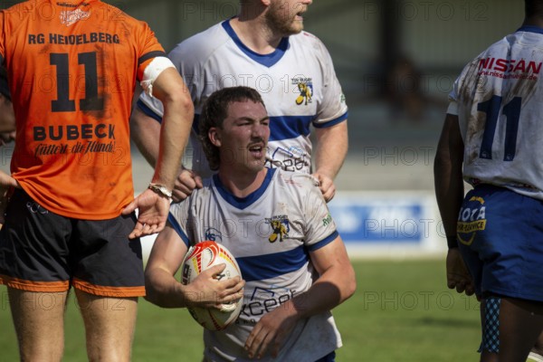 07.09.2024, Rugby 1st Bundesliga South/West, Season 2024/25, Matchday 1: RG Heidelberg vs TSV Handschuhsheim. Picture: Try for Handschuhsheim