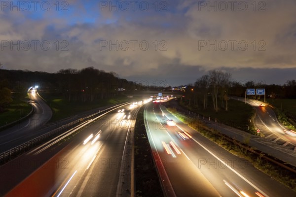 The Kaiserberg motorway junction, A40 motorway, Ruhr expressway, crosses the A3, bridge landscape, motorway bridges and railway bridges, called Spagetti junction, Duisburg, North Rhine-Westphalia, Germany, Europe