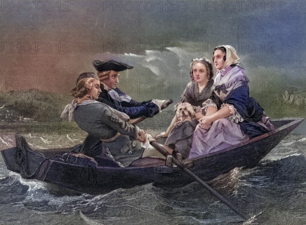 Lady Harriet Ackland on way to visit camp of General Gates After Alonzo Chappel from Life and Times of Washington Volume 1, published 1857, Lady Harriet Ackland on way to visit camp of Geneal Gates After Alonzo Chappel from Life and Times of Washington Volume 1 published 1857, Historic, digitally restored reproduction from a 19th century original, Record date not stated