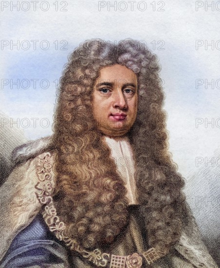 Lord Robert Raymond 1st Baron Raymond 1673, 1733 English judge, Lord Robert Raymond 1st Baron Raymond 1673, 1733 English judge Engraved by Rivers from the book A catalogue of Royal and Noble Authors Volume IV published 1806, Historic, digitally restored reproduction from a 19th century original, Record date not stated