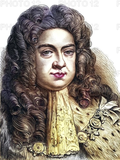 George I (1660-1727) King of Great Britain and Ireland from 1714, Elector of Hanover from 1798, first Hanoverian monarch of the United Kingdom, Historical, digitally restored reproduction from a 19th century original, Record date not stated