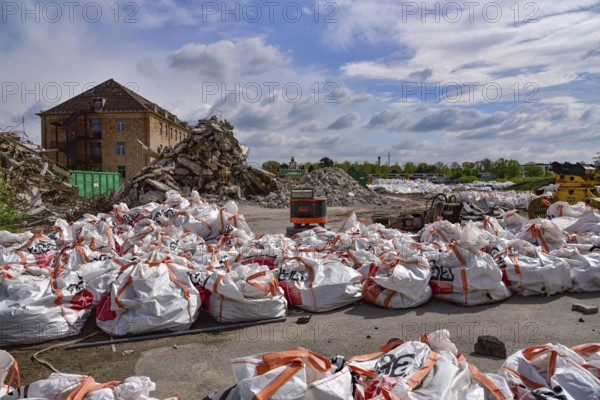 Demolition work on a former barracks, Augsburg, Bavaria, Germany, Europe