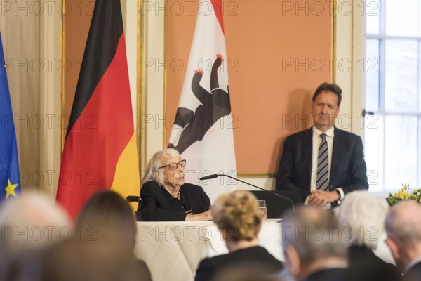 Margot Friedländer, Holocaust survivor and honorary citizen of the city of Berlin, at a reading as part of the commemorative event organised by the Senate and Berlin House of Representatives to mark the 80th anniversary of the end of the Second World War, Berlin, 7 May 2025