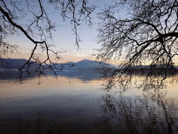Sunset at Lake Zug, Rigi in the background, Cham, Canton Zug, Switzerland, Europe