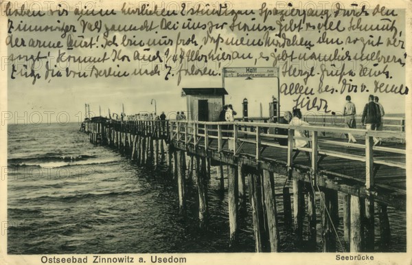 Historical postcard, picture postcard, Baltic resort Zinnowitz on Usedom, Mecklenburg-Vorpommern, Germany, digitally enhanced reproduction of an original from around 1900, picture postcard, Europe