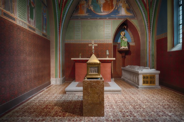 Interior view of the Konradi Chapel, painted by the Beuron School of Art in 1876, Cathedral of Our Lady, Constance, Baden-Württemberg, Germany, Europe
