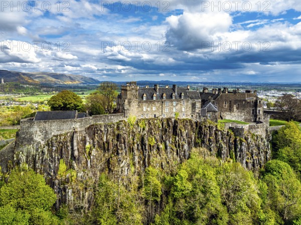 Stirling Castle from a drone, Stirling, Scotland, England, United Kingdom, Europe
