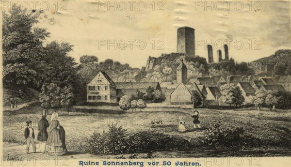 Historical postcard, picture postcard, Sonnenberg ruins near Wiesbaden, Hesse, Germany, digitally enhanced reproduction of an original from around 1900, picture postcard, Europe