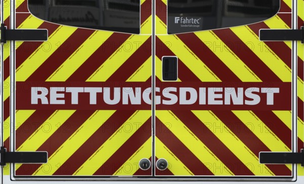 Presentation of new design, design language of the Stuttgart fire brigade, professional fire brigade, vehicle, fire engine, rescue service, logo, lettering, marketplace, Stuttgart, Baden-Württemberg, Germany, Europe