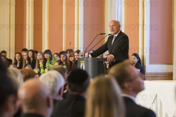 Kai Wegner, Governing Mayor of Berlin, speaks at the commemorative event organised by the Senate and Berlin House of Representatives to mark the 80th anniversary of the end of the Second World War, Berlin, 7 May 2025